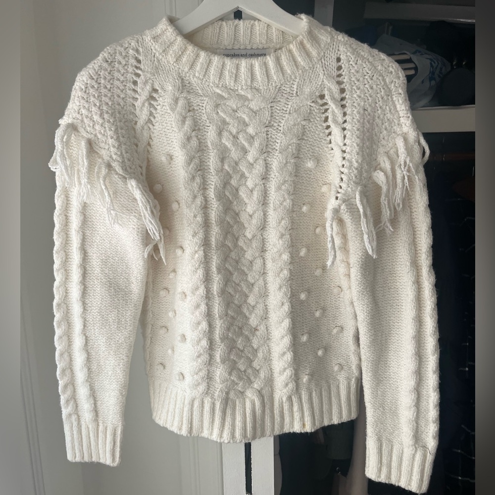 cupcakes & cashmere Cream Cable Knit Sweater